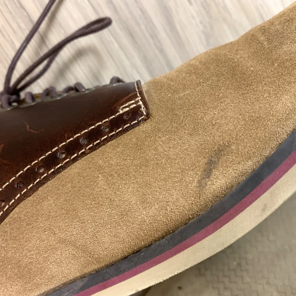 Johnston & Murphy Oxford Mens 9.5 Brown Suede Leather Saddle‎ Dress Shoes